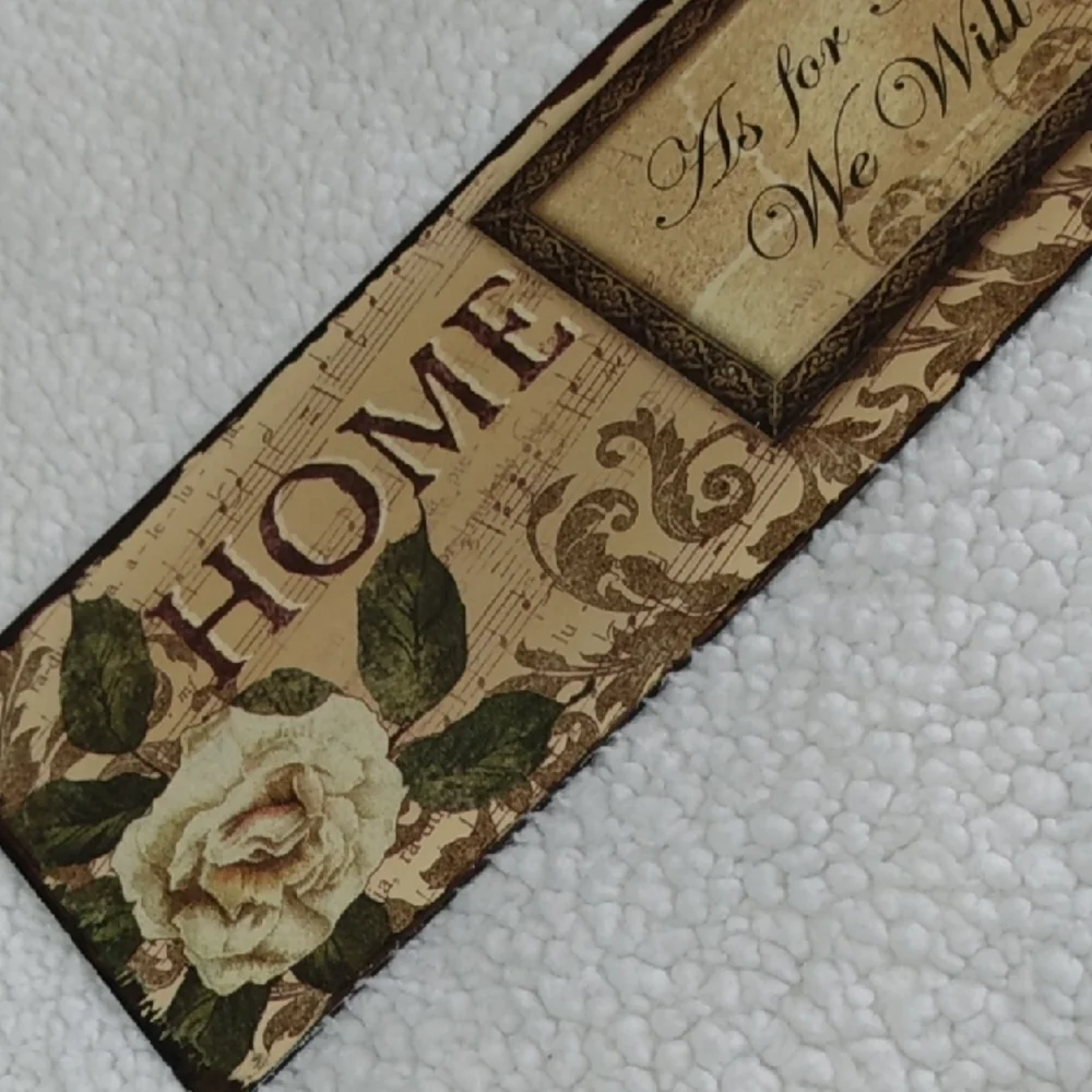 Vintage-Inspired Home Wall Plaque - Cream & Brown - Metal Art - Religious